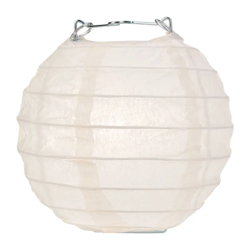 10 Socket White Round Paper Lantern Party String Lights (4" Lanterns, Expandable)