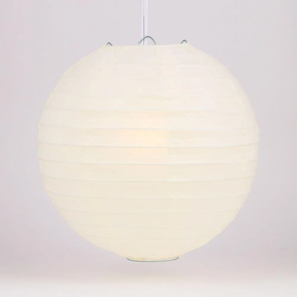 10" Beige / Ivory Round Paper Lantern, Even Ribbing, Chinese Hanging Wedding & Party Decoration