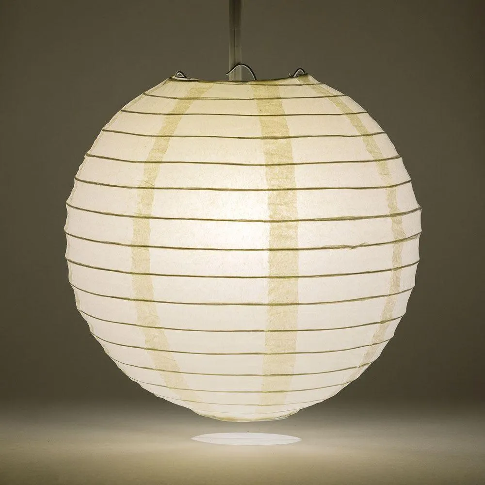 10" Beige / Ivory Round Paper Lantern, Even Ribbing, Chinese Hanging Wedding & Party Decoration