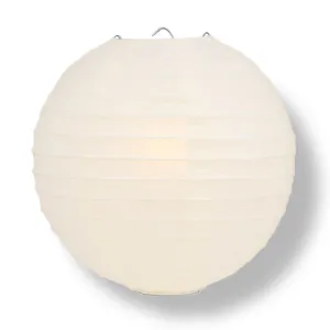 10" Beige / Ivory Round Paper Lantern, Even Ribbing, Chinese Hanging Wedding & Party Decoration