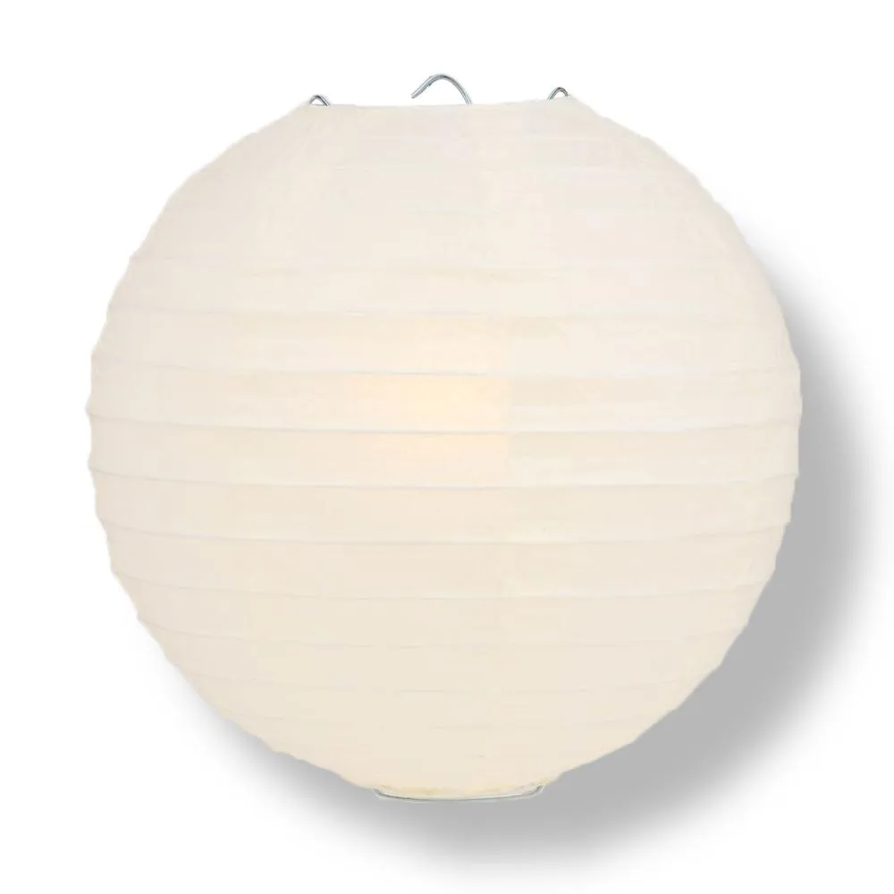 10" Beige / Ivory Round Paper Lantern, Even Ribbing, Chinese Hanging Wedding & Party Decoration