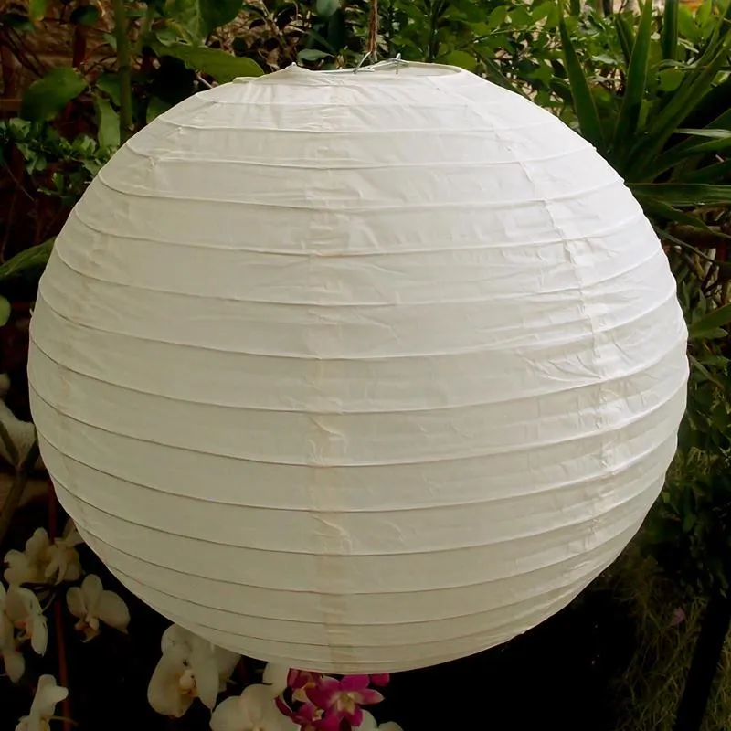 10" Beige / Ivory Round Paper Lantern, Even Ribbing, Chinese Hanging Wedding & Party Decoration