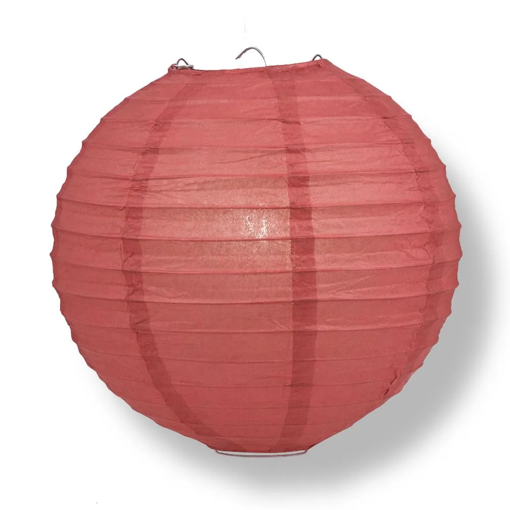 10" Marsala / Burgundy Wine Round Paper Lantern, Even Ribbing, Chinese Hanging Wedding & Party Decoration