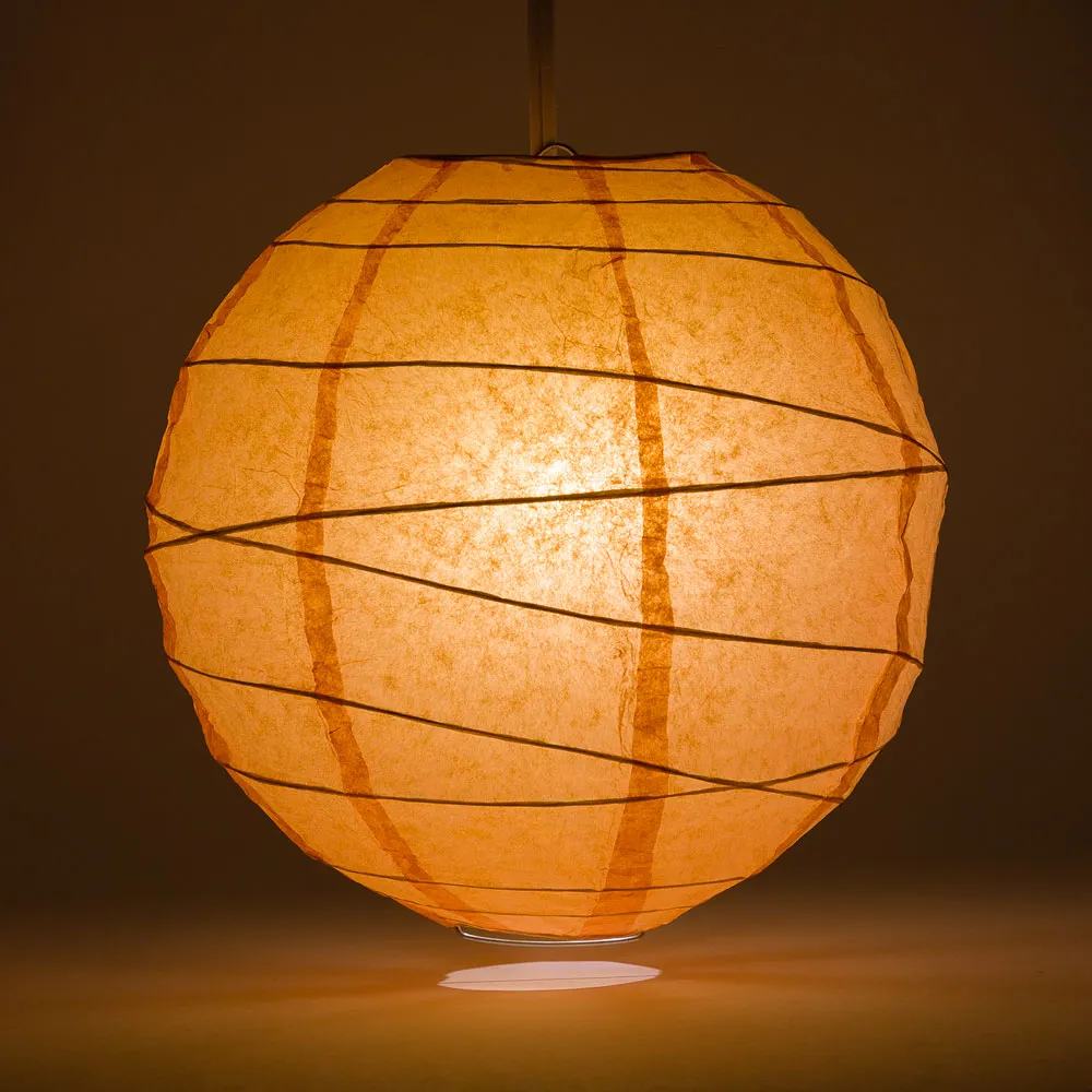 10" Peach / Orange Coral Round Paper Lantern, Crisscross Ribbing, Chinese Hanging Wedding & Party Decoration