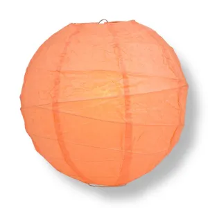 10" Peach / Orange Coral Round Paper Lantern, Crisscross Ribbing, Chinese Hanging Wedding & Party Decoration