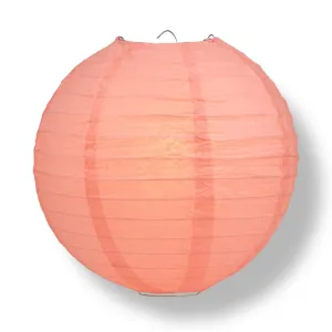 10" Roseate / Pink Coral Round Paper Lantern, Even Ribbing, Chinese Hanging Wedding & Party Decoration