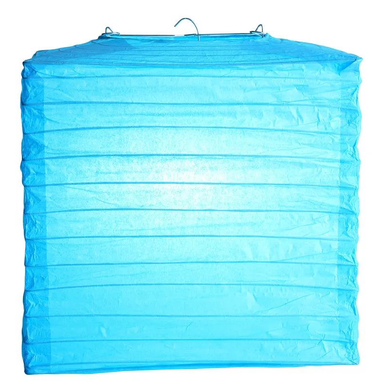 10" Turquoise Square Shaped Paper Lantern