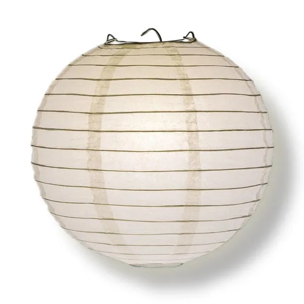 10" White Round Paper Lantern, Even Ribbing, Chinese Hanging Wedding & Party Decoration