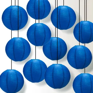 12 PACK | 12" Navy Blue Fine Line Premium Even Ribbing Paper Lantern, Extra Sturdy