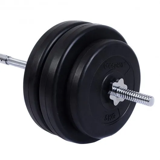 124 lbs Lifting Exercise Curl Bar Barbell Weight Set