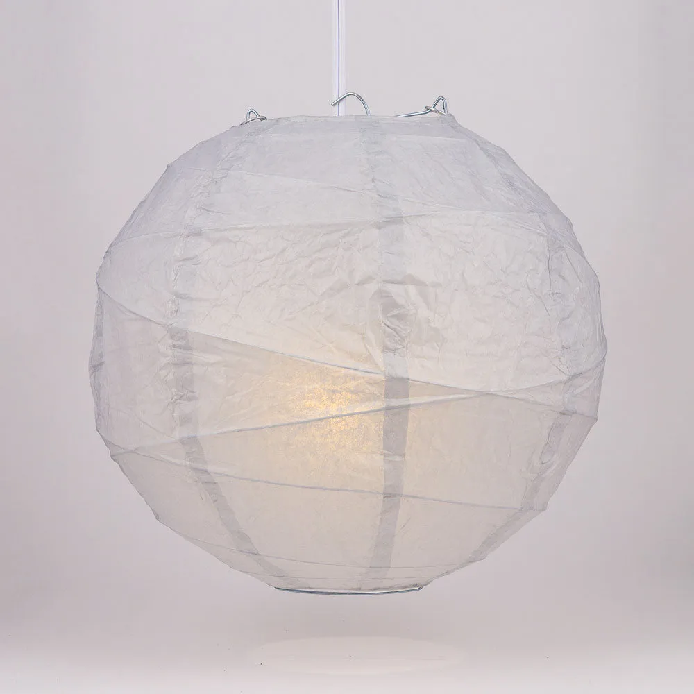 12" Gray / Grey Round Paper Lantern, Crisscross Ribbing, Chinese Hanging Wedding & Party Decoration