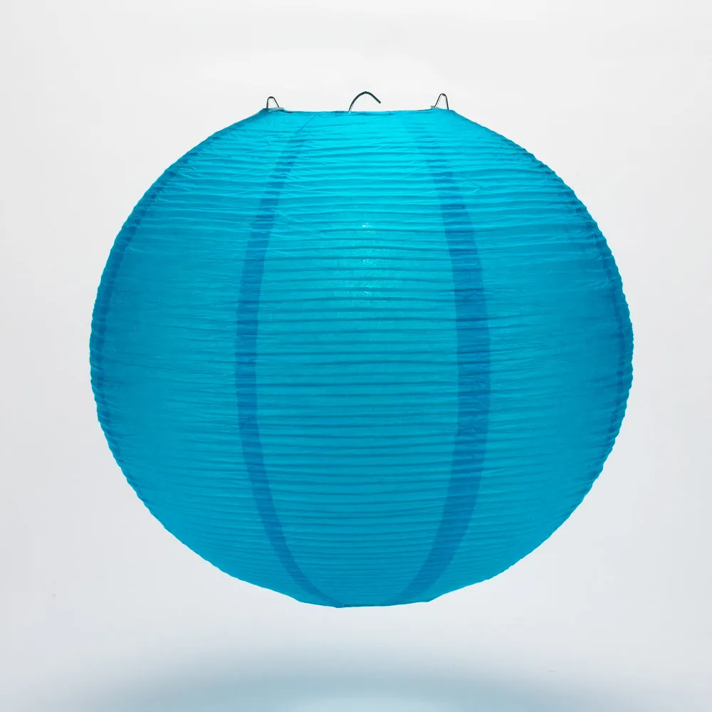 12" Turquoise Blue Fine Line Premium Even Ribbing Paper Lantern, Extra Sturdy