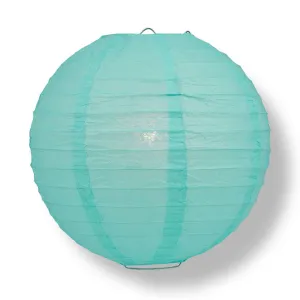 12" Water Blue Round Paper Lantern, Even Ribbing, Chinese Hanging Wedding & Party Decoration