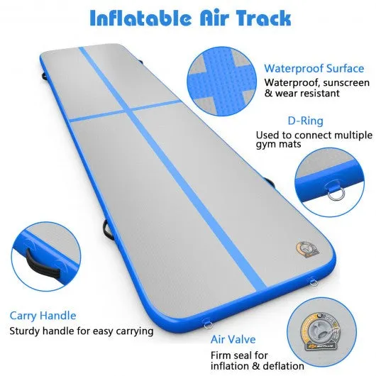 13' x 3' Inflatable Gymnastic Air Mat with Electric Pump Joinable-Blue