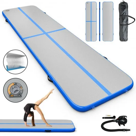 13' x 3' Inflatable Gymnastic Air Mat with Electric Pump Joinable-Blue