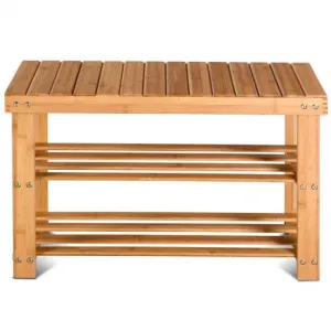 2-Tier Bamboo Shoe Bench Entryway Storage Racks