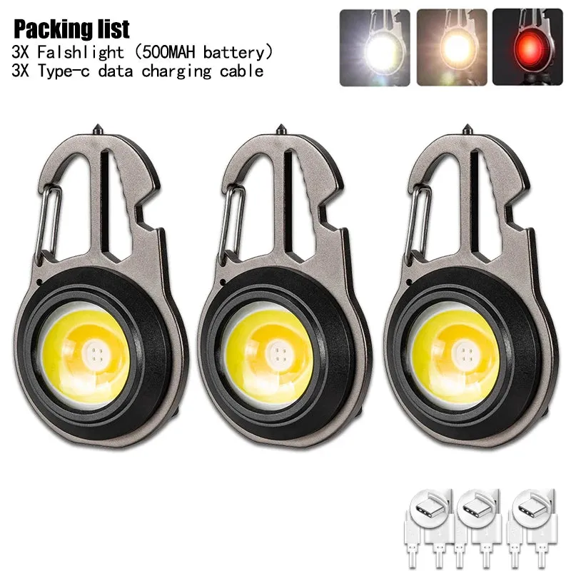 2023 New Mini Lantern Mutifuction Portable LED Flashlight Pocket Work Light Outdoor Camping Fishing Climbing Keychain Light