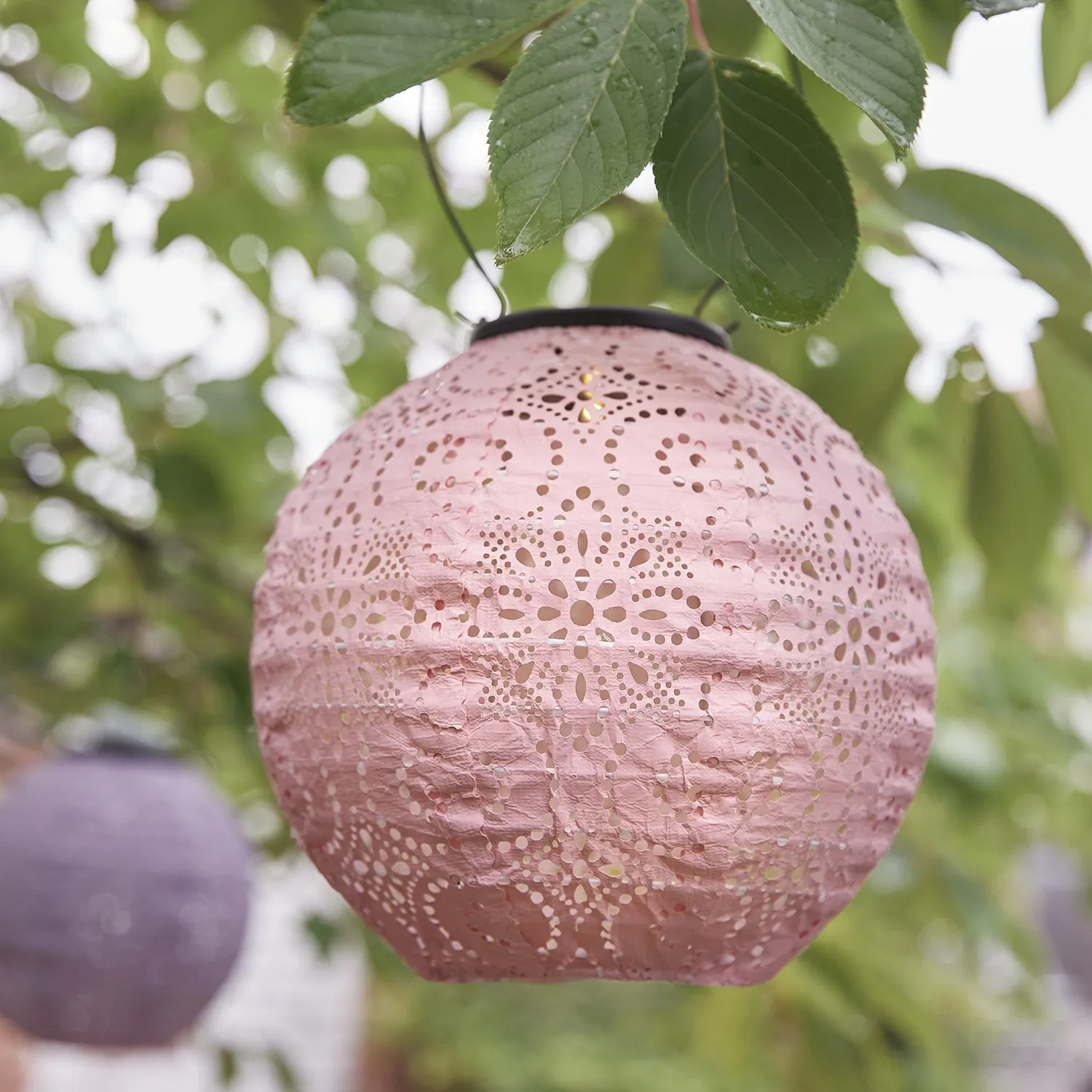 3 Round Pastel Tyvek Hanging Solar Lanterns