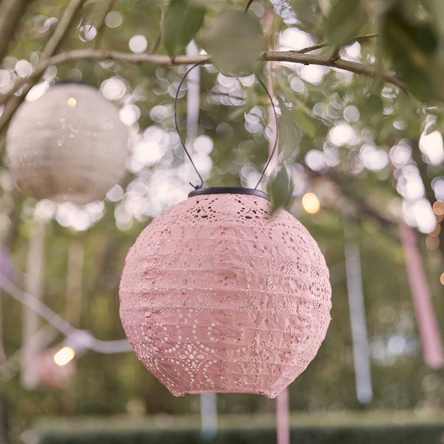 3 Round Pastel Tyvek Hanging Solar Lanterns