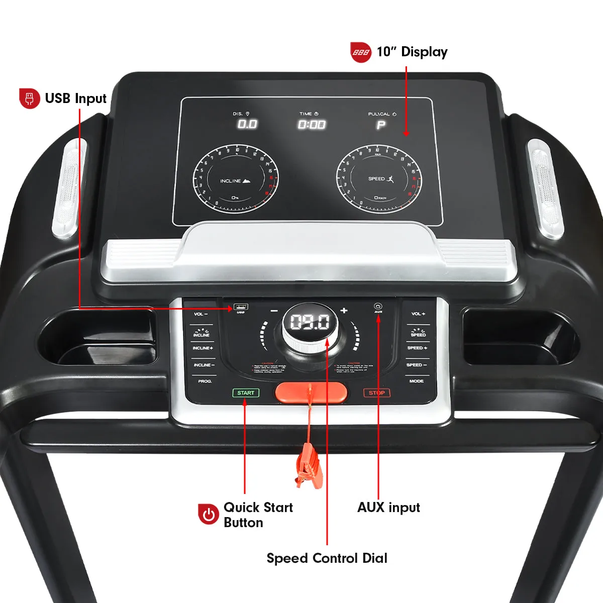 3.5HP Foldable Treadmill w/ 10" Display, Programs, 15% Incline