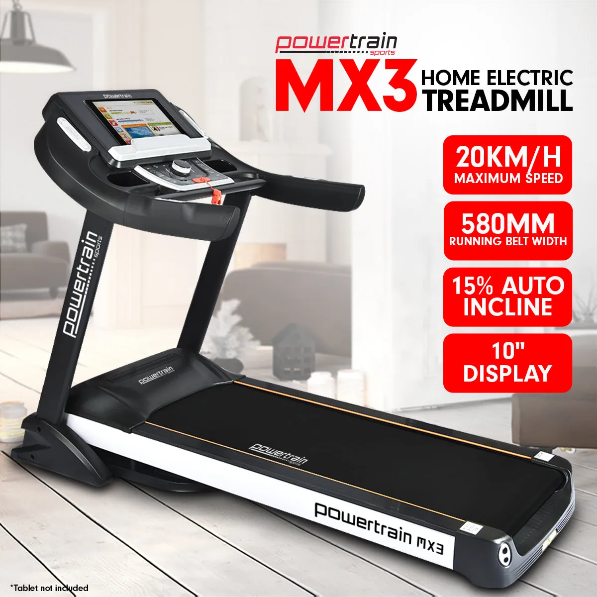 3.5HP Foldable Treadmill w/ 10" Display, Programs, 15% Incline