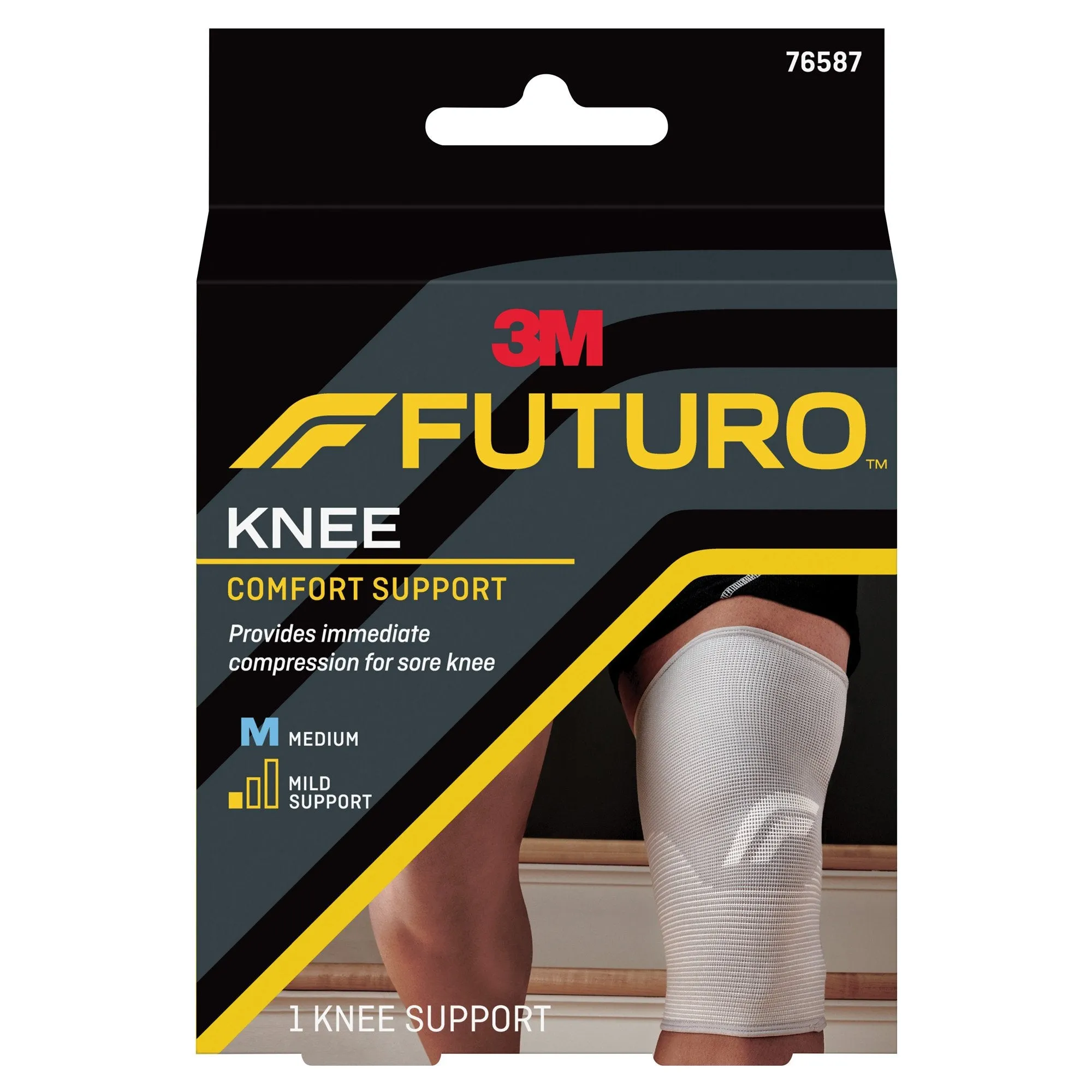 3M FUTURO Knee Support, Elastic, Pull-On, Gray, Medium, 1 Case of 24