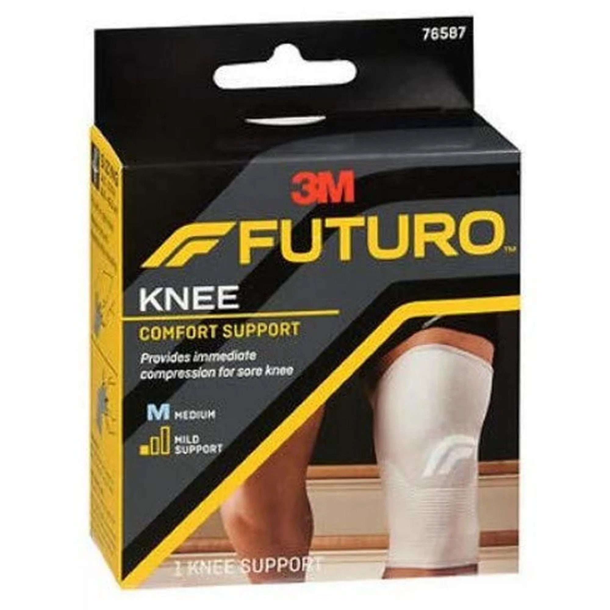 3M FUTURO Knee Support, Elastic, Pull-On, Gray, Medium, 1 Case of 24