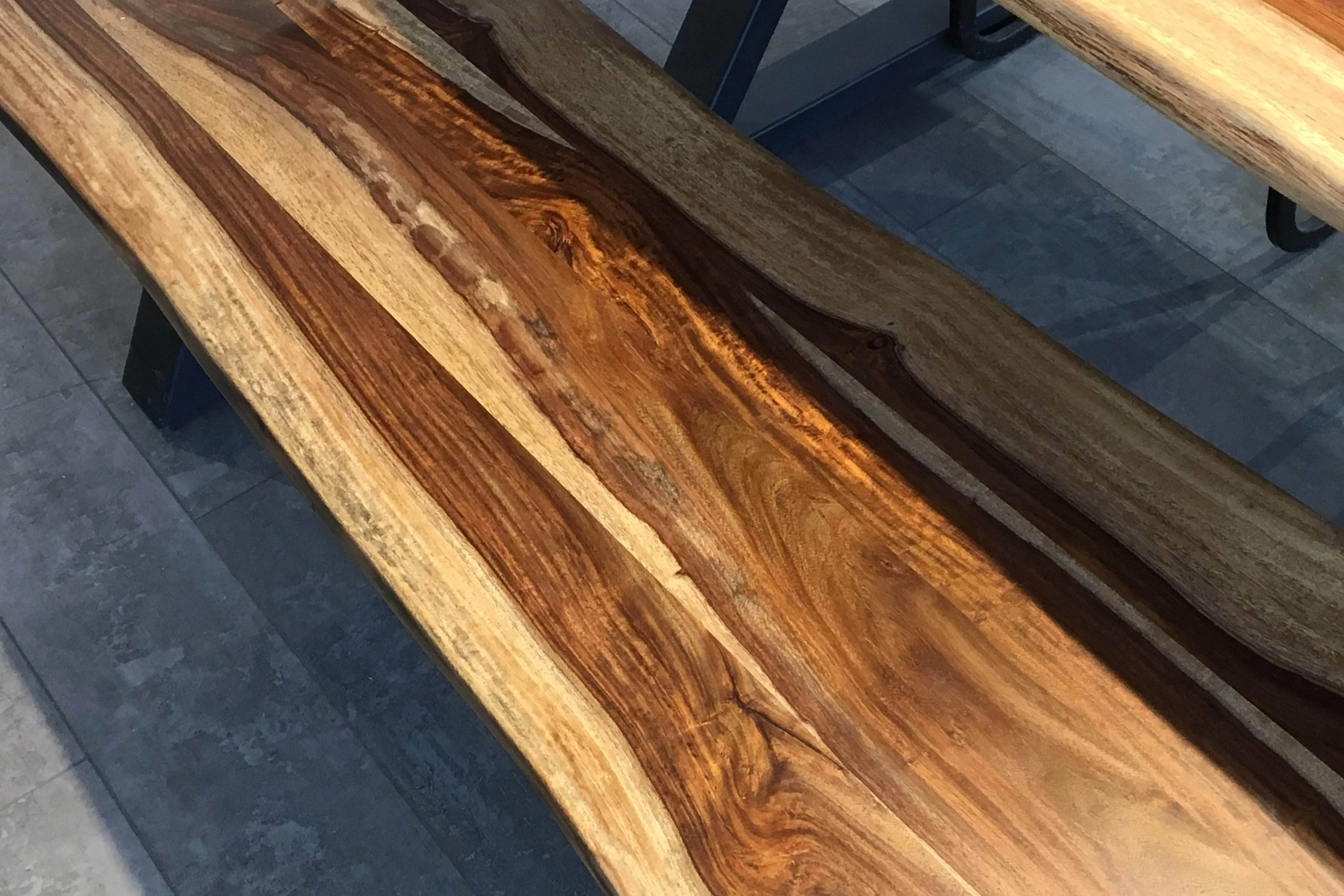 67" Live Edge Dining Bench with Black X Legs - Available in 3 Wood Types