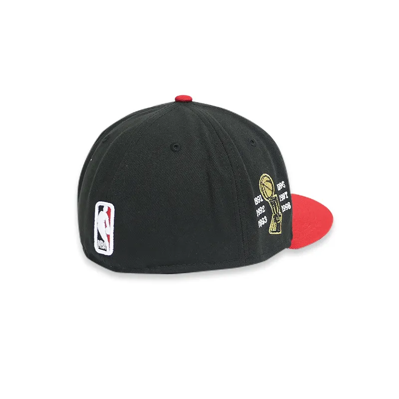 [70655693] Chicago Bulls "6 X Champs" Black 59FIFTY Men's Fitted Hat