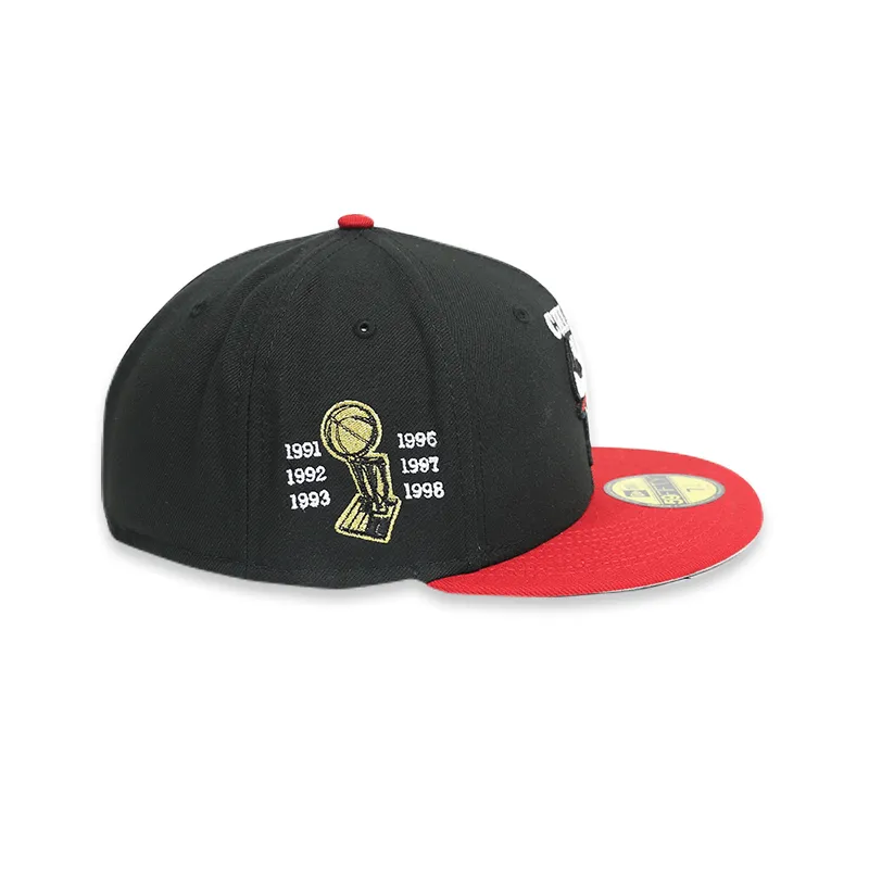 [70655693] Chicago Bulls "6 X Champs" Black 59FIFTY Men's Fitted Hat