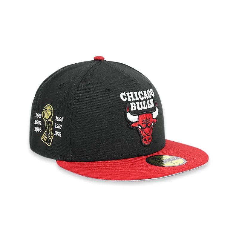 [70655693] Chicago Bulls "6 X Champs" Black 59FIFTY Men's Fitted Hat