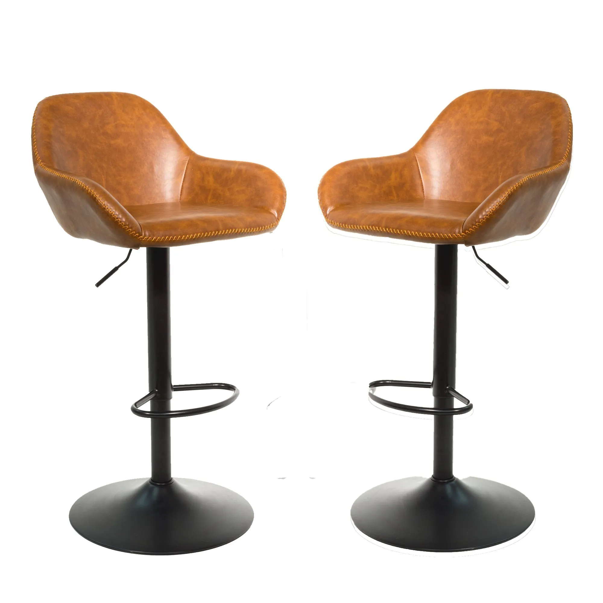 Baxter Tan Brown Gas Lift Set of Two Kitchen Bar Stools - CLEARANCE