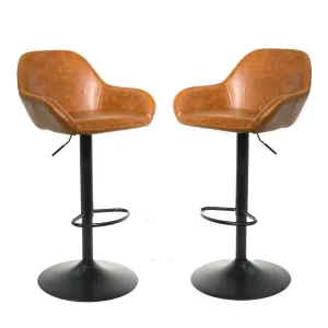 Baxter Tan Brown Gas Lift Set of Two Kitchen Bar Stools - CLEARANCE