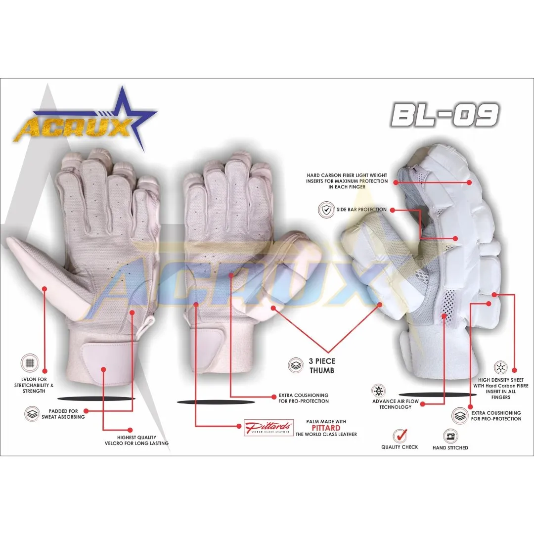 BL 09 Junior Cricket Batting Gloves Pittard Palm - Clean skin batting gloves