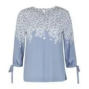 Blue Bow Sleeve Climbing Floral Blouse