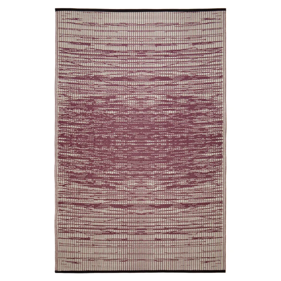 Brooklyn Wine and White Modern Recycled Plastic Reversible Outdoor Rug