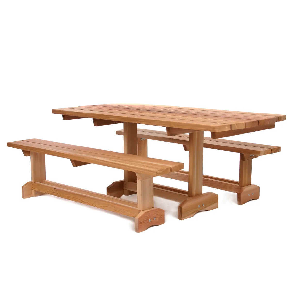 Cedar 3-Piece 72"W Picnic Table Set - Seats 6 -Handcrafted In Canada With Rot Resistant, Untreated, Western Red Cedar.