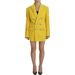 Dsquared² Yellow Peak Double Breasted Suit Blazer Short Set