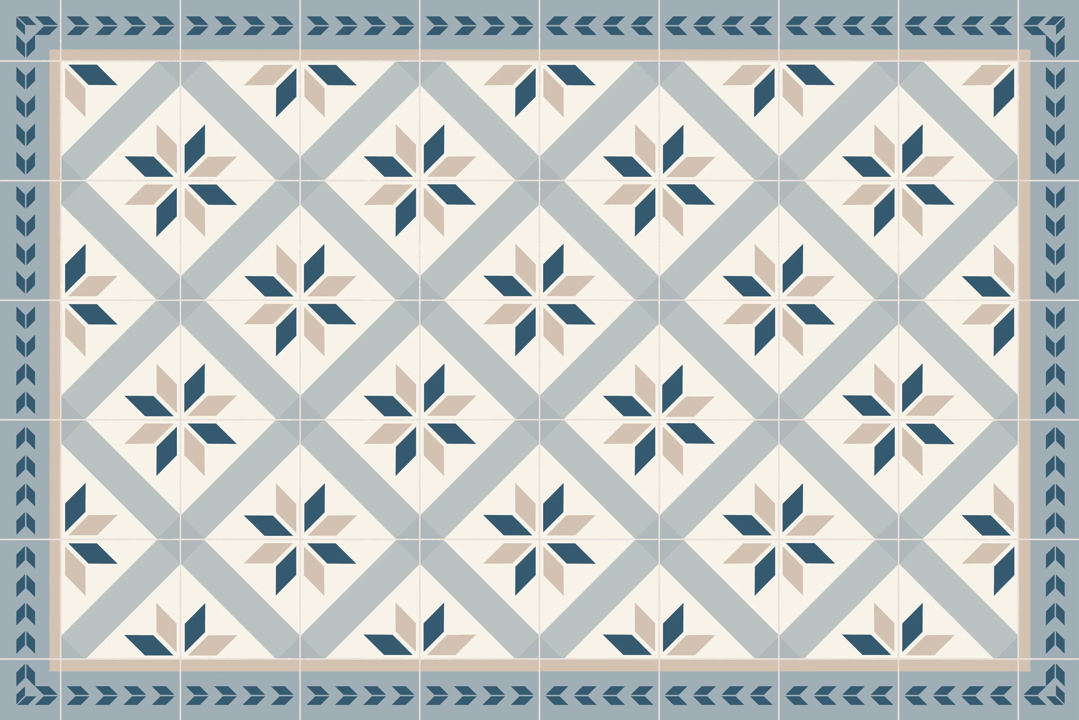 Floor Mat Tile Blue/Grey - Various Sizes