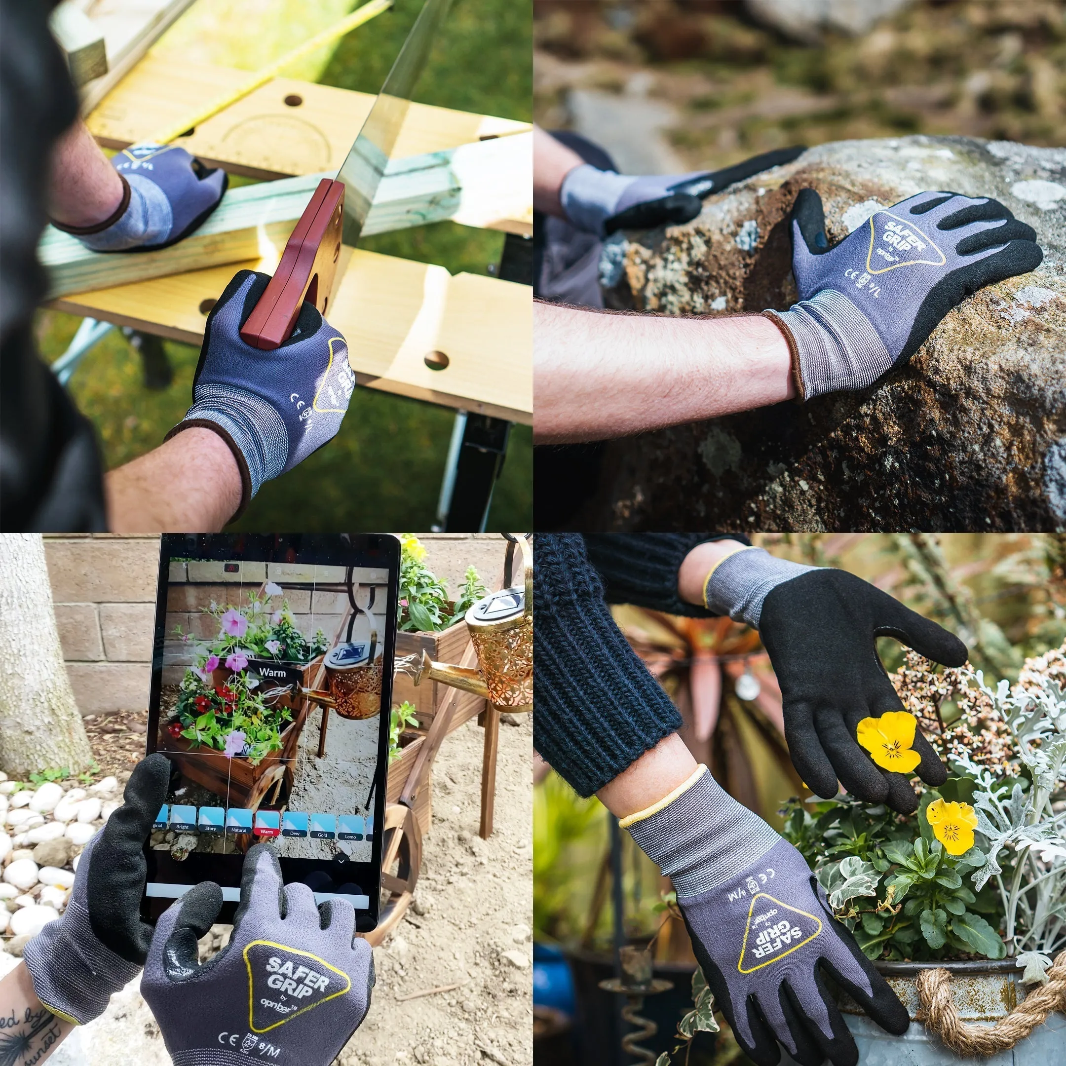 Gardening Gloves - Nitrile Coated Gloves with Touchscreen - Safer Grip by OPNBAR™ (2-Pack)