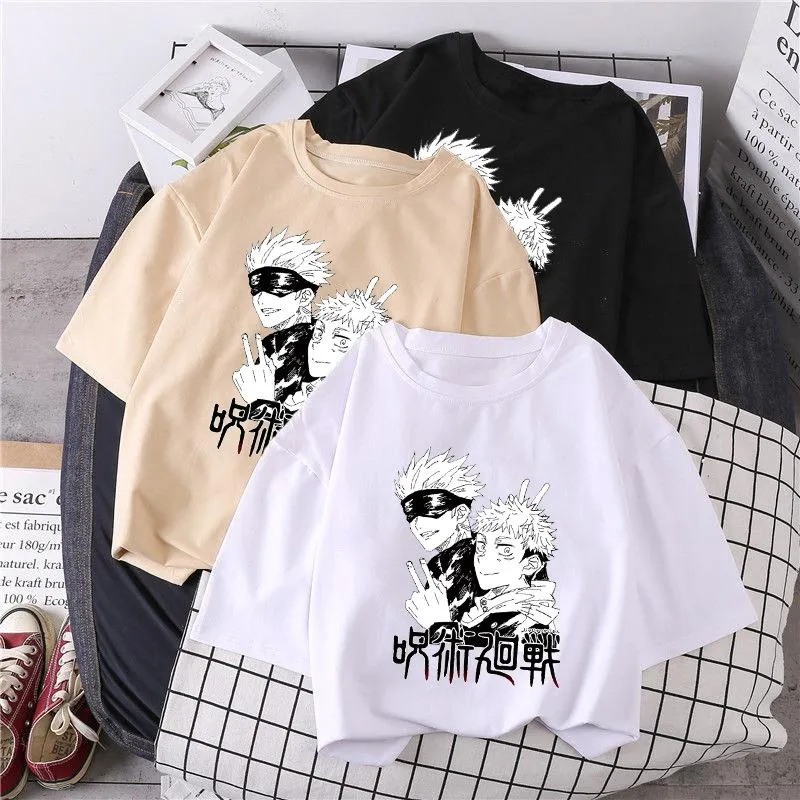 Gothic era loose anime short-sleeved round neck couple T-shirt