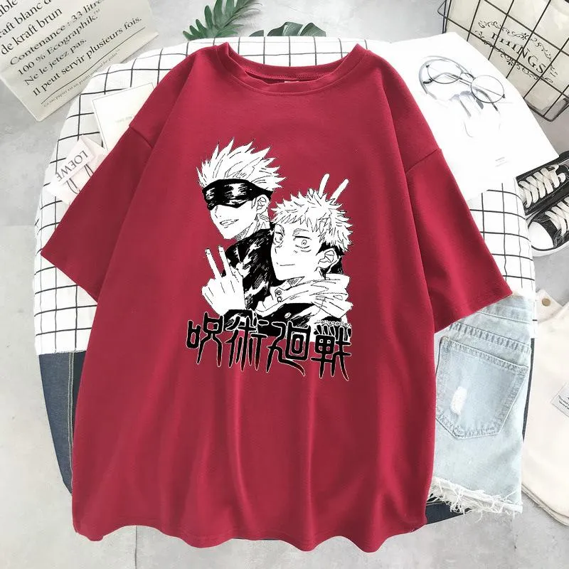 Gothic era loose anime short-sleeved round neck couple T-shirt