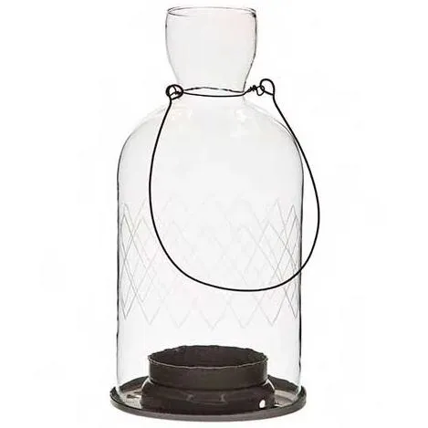 Hanging Etched Glass Bottle Tealight Lanterns - Large