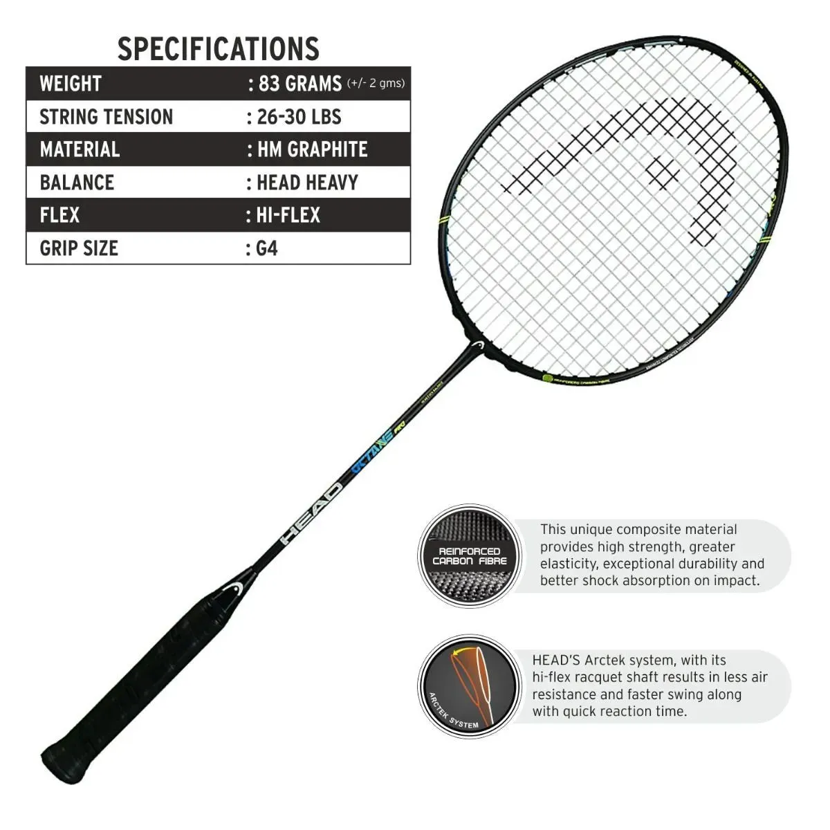 HEAD Octane Tour Badminton Racquet | KIBI Sports