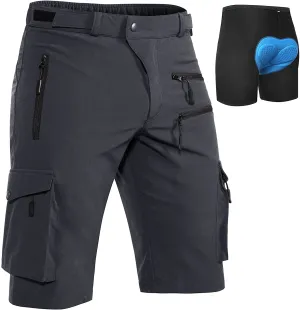 Hiauspor Men's Mountain Bike Shorts Stretch MTB Shorts Quick Dry with Zipper Pocket