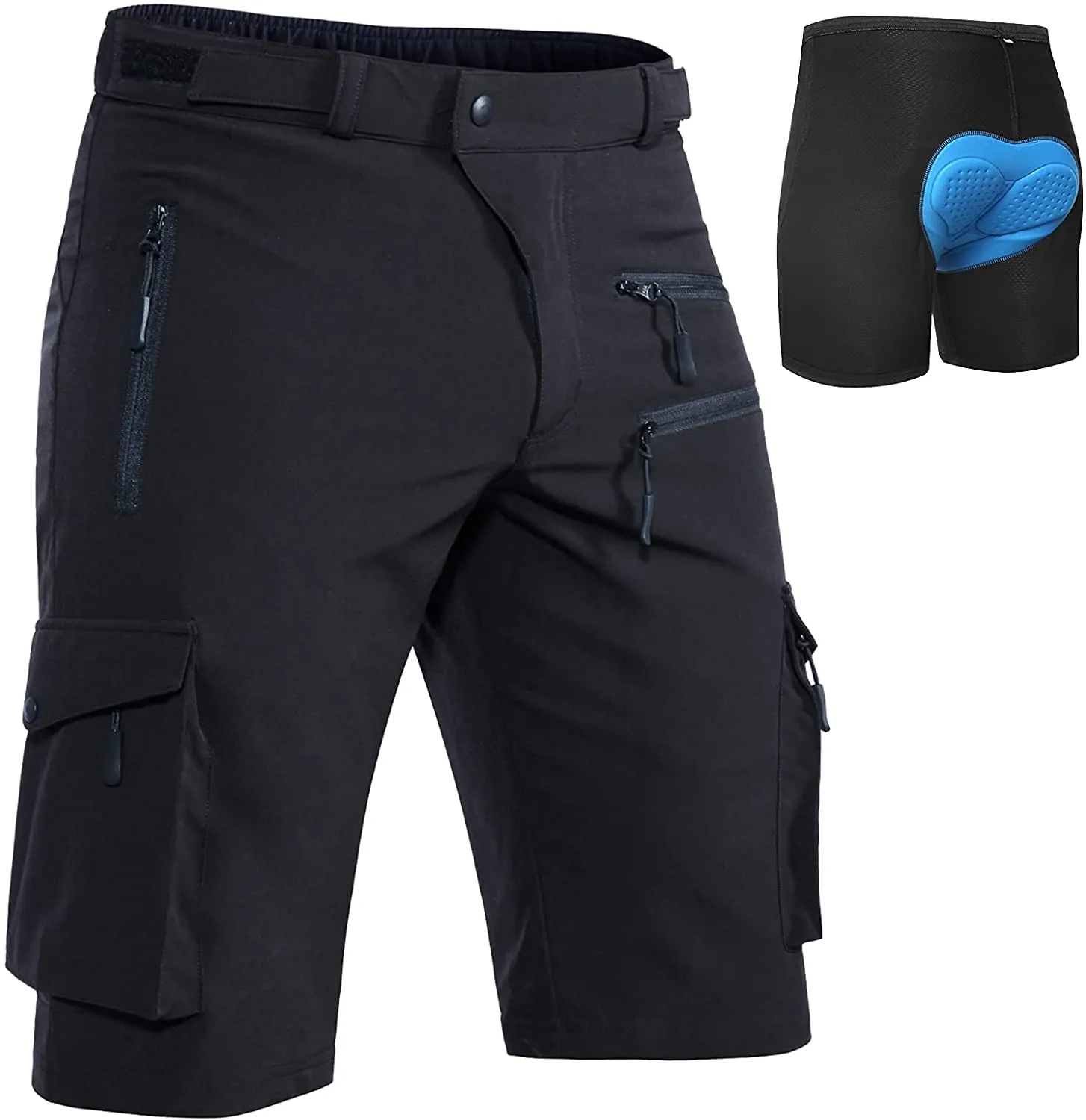 Hiauspor Men's Mountain Bike Shorts Stretch MTB Shorts Quick Dry with Zipper Pocket