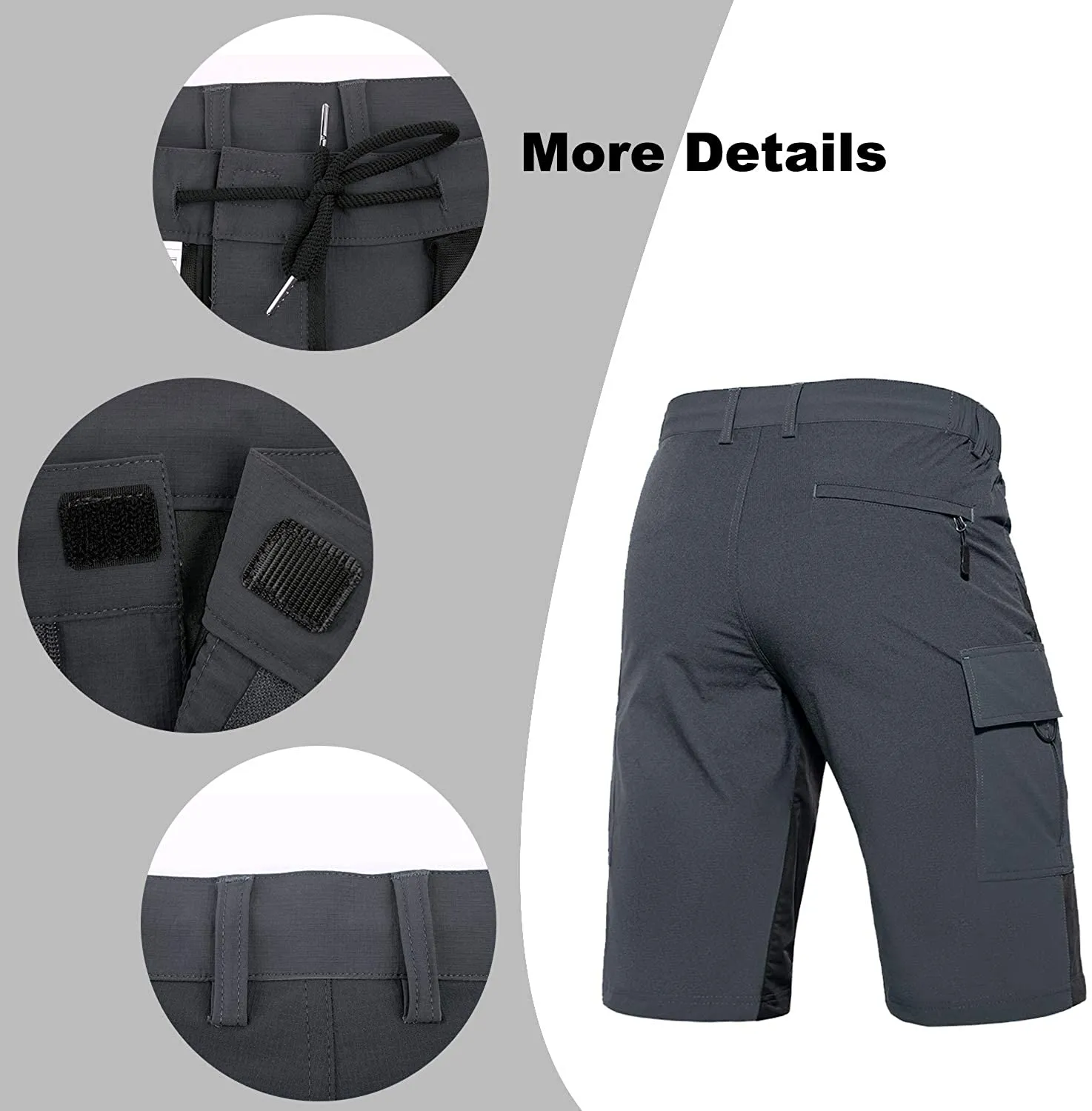 Hiauspor Mens MTB Mountain Bike Shorts 3D Padding Baggy Cycling Biking Bicycle Biker Shorts Loose-fit with 5 Pockets