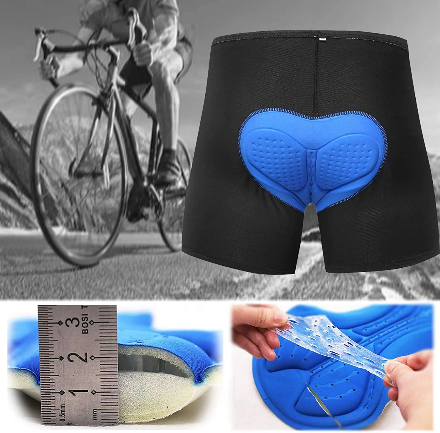 Hiauspor Mens MTB Mountain Bike Shorts 3D Padding Baggy Cycling Biking Bicycle Biker Shorts Loose-fit with 5 Pockets