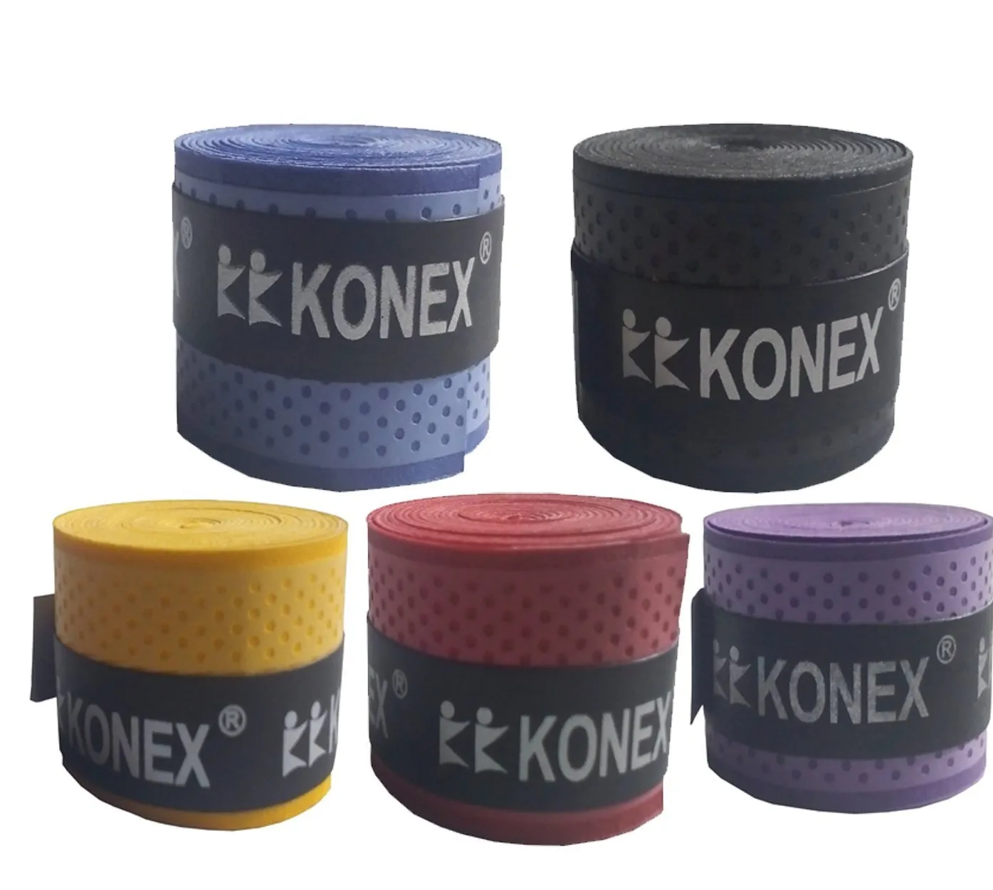 KONEX Dotted Anti-slip Badminton, Squash, Tennis Racquet Handle Over Grip - Pack of 5