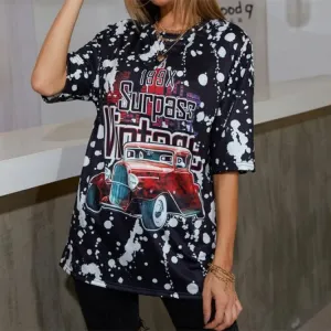 Loose round neck short sleeve printed t-shirt